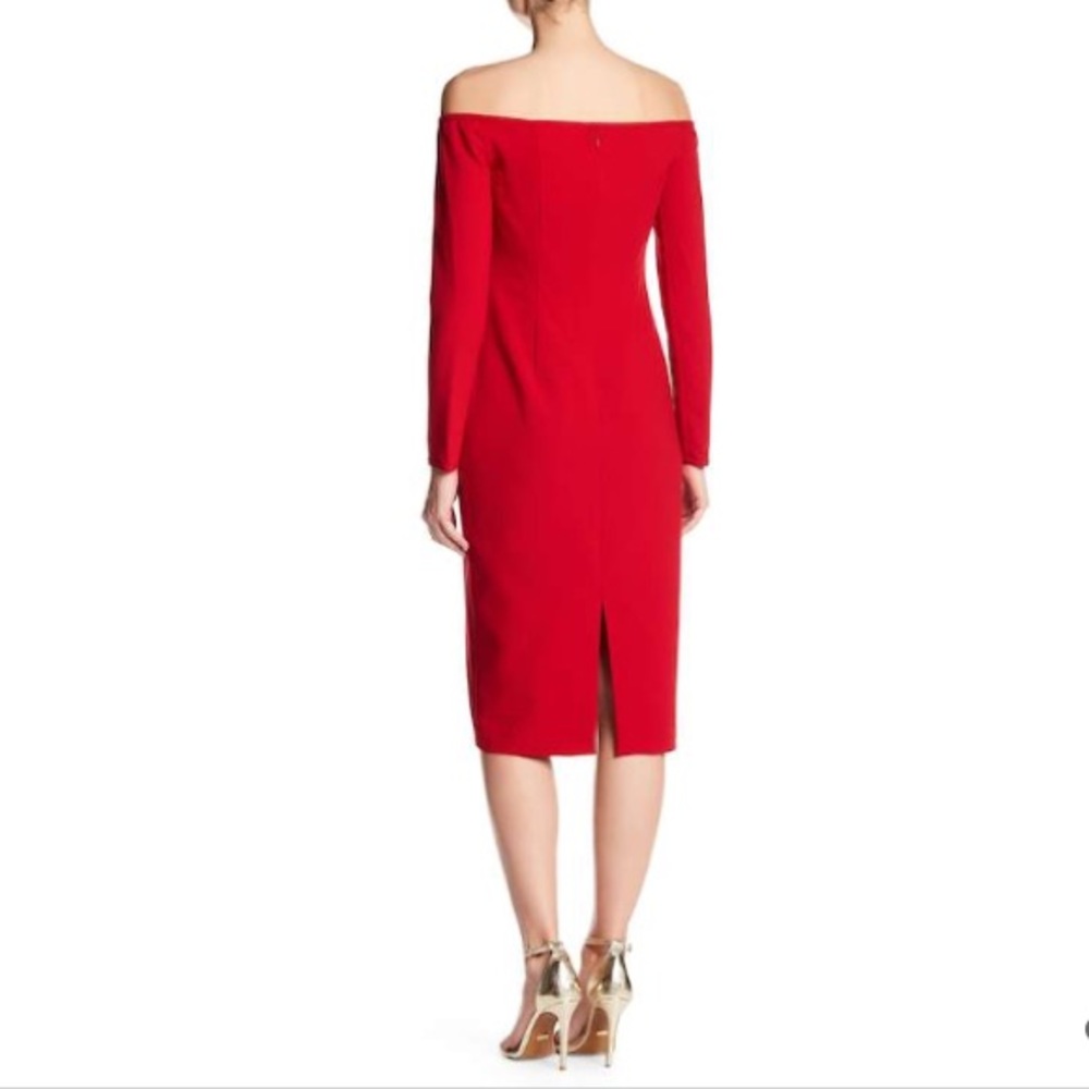 🔥NWT Black Halo Vita Off the Shoulder Dress | Red | Size 2 - Picture 4 of 8